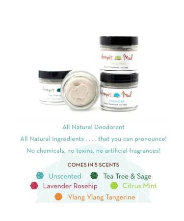 (Unscented)Natural Deodorant for Women and Men with Bentonite Clay Absorbs Wetness Naturally 2 OZ Jar Paraben Free Phthalate Free Tea Tree and Sage - Buy Online on GoSupps.com