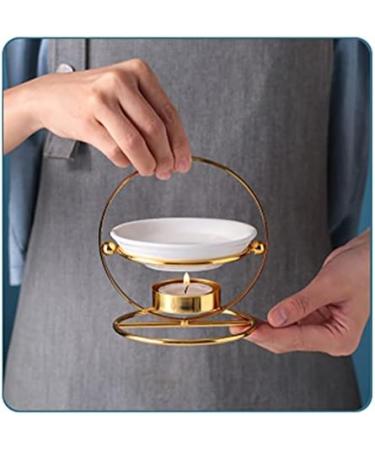Ikaar Ceramic Flower Pattern Tealight Fragrance Lamp - Aroma Diffuser & Essential Oil Holder in Gold | International Shipping Available - Buy Online on GoSupps.com