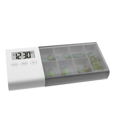 Durratou 7 Grid Pill Box Electronic Timing Reminder Medicine Boxes Alarm Timer Pills Organizer USB Automatic Pill Organizer (Grey)