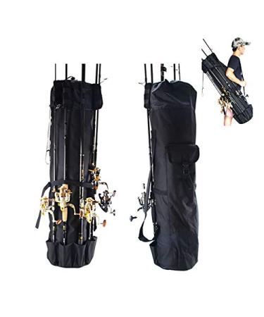 GOODTY Fishing Pole Bag Fishing Rod Organizer Travel Camping Carry Case Oxford Fabric Fishing Tackle Bag Black
