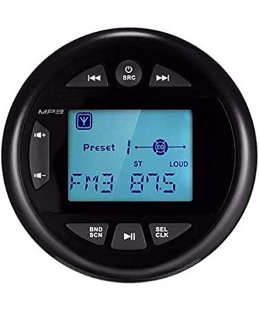 Herdio 4 Inches Mp3 USB AM FM Compatible Weather-Proof Marine & UTV Gauge Stereo Radio Receiver Compatible with Bluetooth Built-in Amplifier-Black