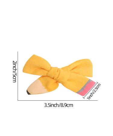 Pencil Hair Clips Yellow School Bow Hairpin - Set of 2 Small Bow Hairclips - Buy Online on GoSupps.com