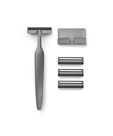 MELLE. Dusty metal razor for women 1x metal razor head & holder in matt grey 3x razor blades