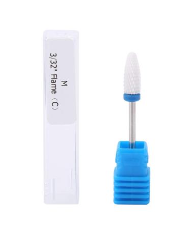 Nail Drill Bit Ceramic Manicure Drill Bits for Manicure Pedicure Cuticle Gel Nail Polishing Cylinder Shape Grinding Head with Display Base(White 04#)
