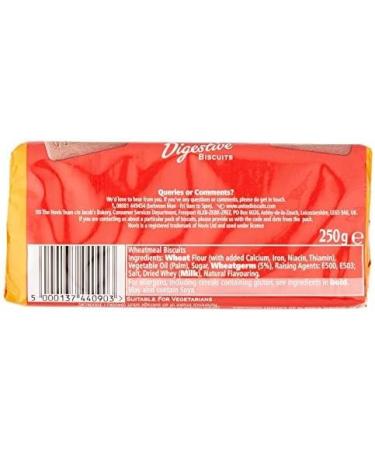 Jacob's Hovis Digestives Biscuits 5X250G Pack | Wheatmeal Biscuits | Suitable for vegetarians | Typical number of biscuits per pack: 21 | 105 biscuits - Buy Online on GoSupps.com