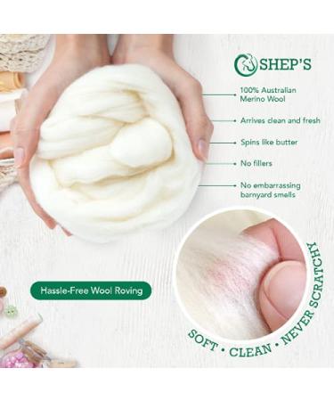 Shep's 100% Natural White Merino Wool Roving Fiber for Spinning  Wool for Felting  CraftWool  Core Wool USA (2lb)