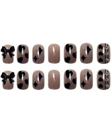 24Pcs/Set Press On Nails Ins French Gradient Dark Butterfly Diamonds False Nails Acrylic Fake Nails Full Cover Nails Tips Artificial Finger Manicure Press on nails for Women and Girls - Buy Online on GoSupps.com