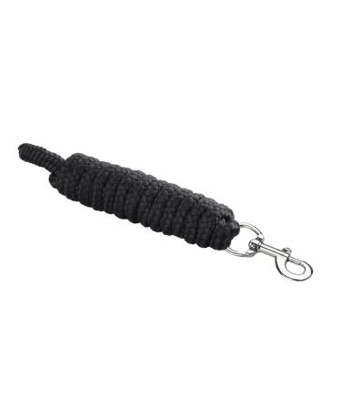 Leading knit with panic and classic hook (carabiner) for horse start Economic Nylonsil 2m long lead leash tie rope pony donkey goat binding trick for horses (black snap) black snap