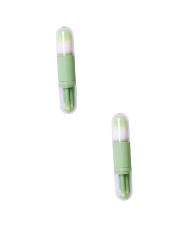 Beaupretty 2 Sets telescopic makeup brush foundation brush kabuki powder brush retractable blusher brush powder mineral face powder brush eyebrow lip brush travel double head artificial fiber