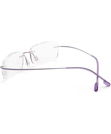 Super Light Titanium Rimless Reading Glasses for Men & Women - Purple +2.50 | Stylish & Comfortable Reading Aid - Buy Online on GoSupps.com