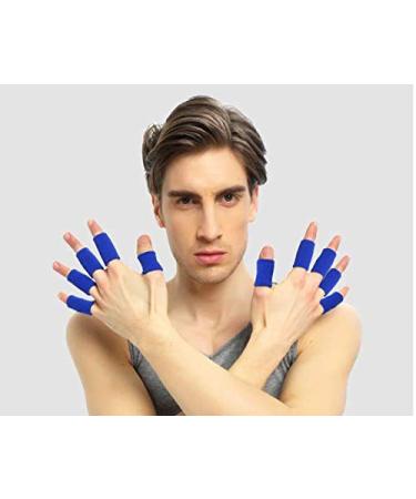 WOIWO 10 Pcs Blue Finger Sleeves - Premium Sports Elastic Support for Volleyball Basketball Badminton Baseball Tennis & Gym - International Shipping Available - Buy Online on GoSupps.com
