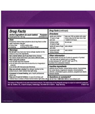 Allegra Adult 24 Hour Allergy Tablets - Fast Relief in 1 Hour | 180mg 70 Count - Shop Internationally - Buy Online on GoSupps.com