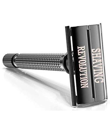 Long Handle Double Edge Safety Razor with 10 Japanese Stainless Steel Blades for Close and Clean Shaving - Black - Buy Online on GoSupps.com