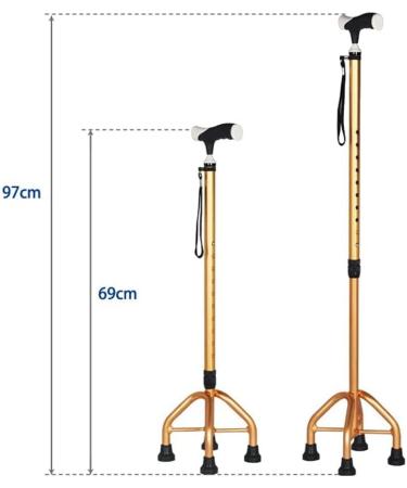 Old Man Crutch Telescopic Four Feet Walking Stick Small Square Cane Seniors Non-Slip Single-Turn Adjustable Disabled People Walker Present - Buy Online on GoSupps.com