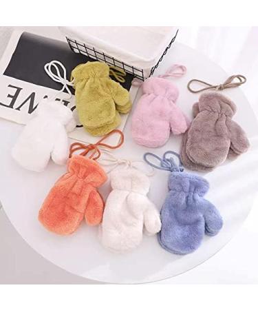 Kids Plain Winter Mittens | Thick Fleece Padded | Super Warm Ski Gloves with Anti-Lost String | Ages 3-8 | Pure Beige - Buy Online on GoSupps.com
