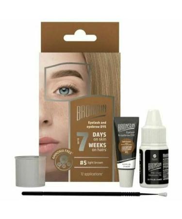 Bronsun Bronsun Eyelash and Eyebrow Dye Kit at Home Color Henna Effect Gel Long Lasting Up to 7 Weeks Ammonia Free Formula 12-18 Uses #5 Light Brown Light Brown