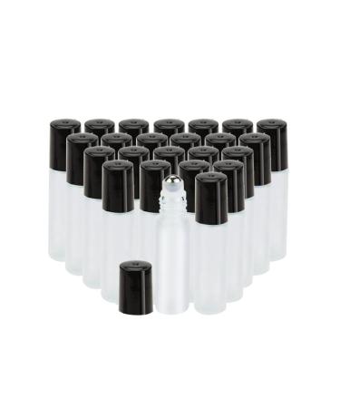 25 Pack Roller Bottles Sungwoo 10 Milliliter Essential Oil Glass Roller Bottles with Stainless Steel Roller Balls (2 Openers 2 Funnels 6 Droppers) (25PCS 10ml Froest White)