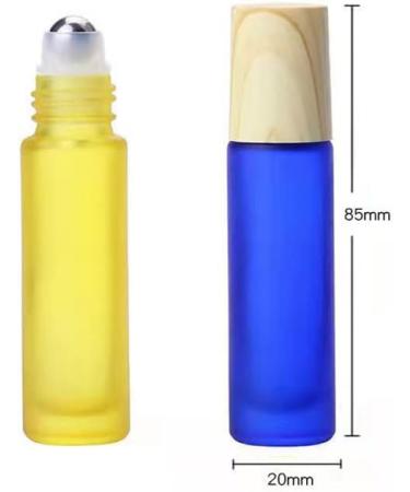 10 Pack Frosted Glass Essential Oil Roll-On Bottles - 10ml Refillable Massage & Perfume Vials with Stainless Steel Balls & Wood Grain Caps - Red Travel Essential Oil Containers - Buy Online on GoSupps.com