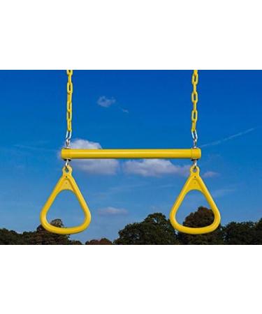 Ultimate Trapeze Bar with Rings - 6 Colors | Easy to Install | 250lb Capacity | DIY Swingset Accessory - Yellow - Buy Online on GoSupps.com
