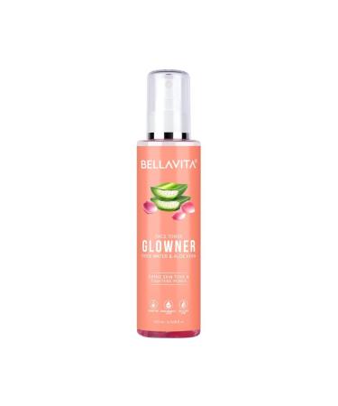 Bella Vita Organic Glowner Face Toner Alcohol Free Rose Water 200ml Pore Minimizing Tightening Natural Toner Spray for Glowing Skin - All Skin Types