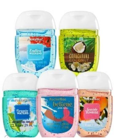 Bath and Body Works Anti-Bacterial Hand Gel 5-Pack PocketBac Sanitizers - Assorted Scents - 1 fl oz - Buy Online on GoSupps.com