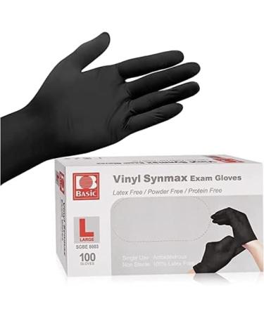 Synmax Black Vinyl Exam Gloves 4 Mil - Case of 1000 (Large, Black) | Latex-Free, Powder-Free Safety Medical Glove - Buy Online on GoSupps.com
