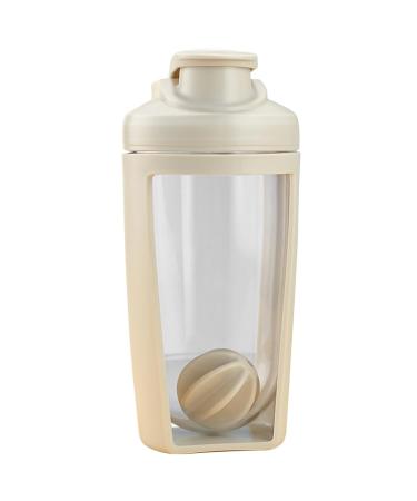 Fehloh 500 ml protein-shaker bottle with whisk ball protein-shaking cup discharge protein powder mixer cup for protein mixtures supplement shakes (beige)