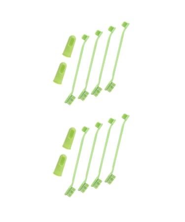 HANABASS 2 Sets Pet Toothbrush Toothbrushes Dog Toothbrush and Toothpaste Dog Toothbrushes Pp Green