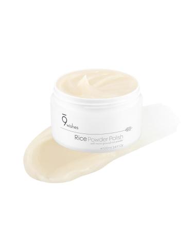 9 wishes Rice Powder Polish 3.38 fl.oz | Rice Facial Scrub with 30% Natural Rice Powder | Hypoallergenic Micro Fine Rice Powder Skin Exfoliating Blackhead Care Sensitive & Dry Skin Korean Skincare