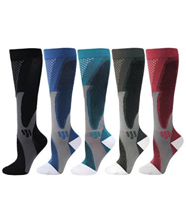 ZFiSt 2/5 Compression Sock 20-30mmhg Nurse Sock Edema Varicose XX-Large Black+blue+dark Green+grey+red