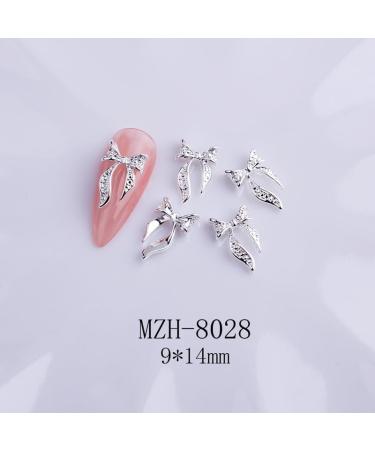 10pcs Nail Art Ribbon Bow Studs Silver Golden Metal 3D Butterfly Charms Nail Decoration Manicure DIY Design Accessories (8028) - Buy Online on GoSupps.com