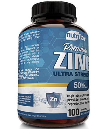 NutriFlair Premium Zinc 50mg - Ultra Strength 100 Tablets | Boost Immunity & Vitality - Buy Online on GoSupps.com