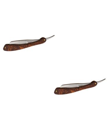 Beaupretty 2st safety razor hairdresser shaving razor razor holder blade holder made of stainless steel collapsible razor bare shaver blades folding knife scratch -resistant