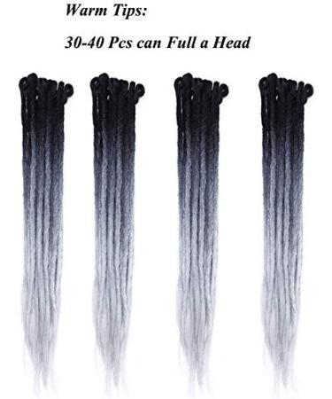 SEGO Dreadlocks Extensions - 10 Strands 24 Synthetic Braids | Handmade Black Gray & White Crochet Dreads - Buy Online on GoSupps.com