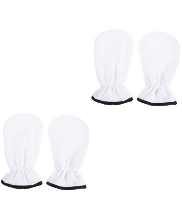 minkissy 2 Pairs Maintenance Essential Oil Gloves Hand Healing Gloves Wax Warming Gloves Paraffin Bath Bags Bath Shower Gloves Hot Wax Mittens Flannel Warm Gloves Hyperthermia White