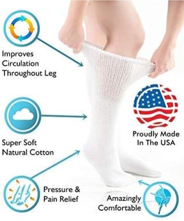 Comfort Finds Diabetic SwellSox - Breathable Cotton Socks for Improved Foot Circulation - Non-Binding Top, Loose-Fitting Design - White (3 Pair) - Buy Online on GoSupps.com