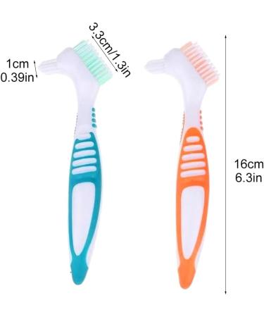 Hard Prosthesis Brush Set - 2 Ergonomic Toothbrushes for Restorative Care | Multi-Layer Bristles - Green & Orange - Buy Online on GoSupps.com