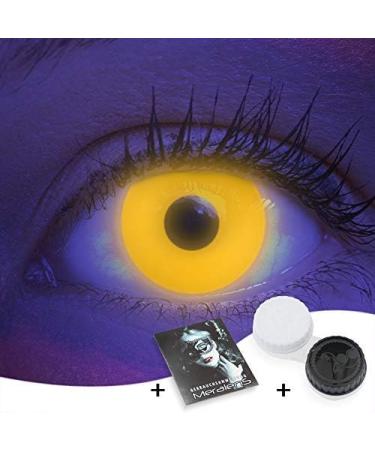 Colored UV Contact Lenses - Yellow Black Light Glow Annual Lenses for Halloween & Festivals | Top Quality + Free Lens Container - Buy Online on GoSupps.com