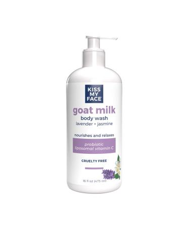 Kiss My Face Goat Milk Body Wash - Lavender & Jasmine Body Wash with Goat Milk and Argan Oil   16 Ounce Bottle (Lavender & Jasmine  Pack of 1)