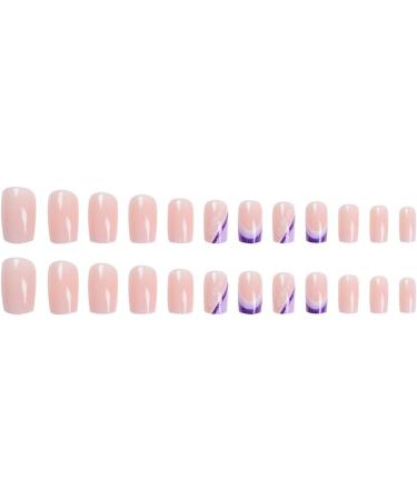 SINLOV Short Medium Square Fake Nails Flower Glossy Press on False Nails Pink Nude Ballerina Artificial Finger Nails French Full Cover False Nails for Women and Girls - Buy Online on GoSupps.com