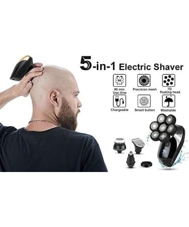 GeRRiT 7D Electric Razor for Men - Waterproof 5-in-1 Grooming Kit Cordless 7-Blade Rotary Shaver with LED Display - Buy Online on GoSupps.com