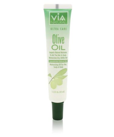 VIA Natural Ultra Care Olive Oil Concentrated Natural Oil 1.5oz - Imparts Natural Nutrients To Aid The Hair & Scalp Moisturizes Dry Brittle Hair - 6 Pack