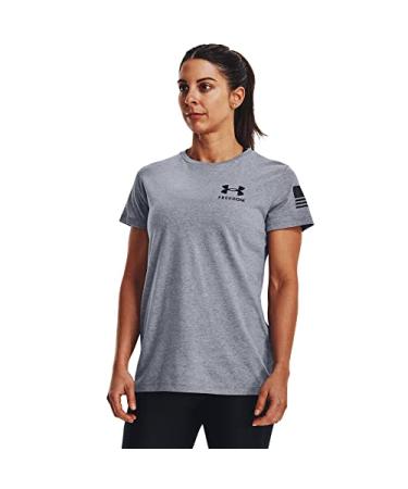 Under Armour Women's New Freedom Flag T-Shirt (036) Steel Light Heather / / Black Medium