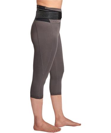 Tommie Copper Women's Pro-Grade Lower Back Support Capris | Adjustable Breathable UPF 50 | Low Back Muscle Support - Slate Grey - Small | International Shipping Available - Buy Online on GoSupps.com