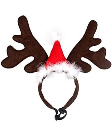 Buy BESTOYARD Pet Headband - Christmas Reindeer Antler with Santa Hat Costume for Dogs & Cats | Festive Holiday Accessories - Buy Online on GoSupps.com