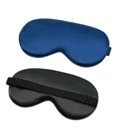 Sleep Mask Super Soft with Adjustable Strap Lightweight Comfortable Perfect Blocks Light for Men and Women (Black-Blue)