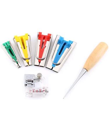 Yosoo Fabric Bias Tape Maker Awl Kit Set for Sewing Quilting 6/12/18/25mm Binding Tool Guide Strip Sewing Quilting, 6pcs