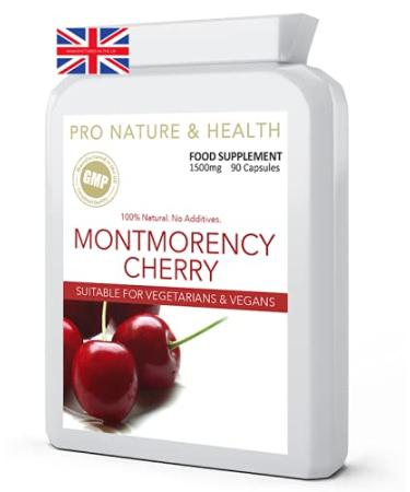 Montmorency Cherry Supplement | 1500mg x 90 Cherry Capsules | 100% Natural High Strength | UK Manufactured To GMP Standards (Good Manufacturing Practice)