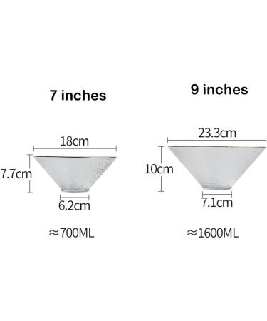 Round Glass Fruit Salad Bowl Japanese Style Clear Glass Ramen Bowl Household Breakfast Cereal Dessert Bowl for Kitchen 1000ML Soup Bowl Transparent 9 inches - Buy Online on GoSupps.com