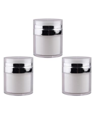 CREAM VIAL AIRLESS COSMETIC Pump Jar Container: 3PCs Refillable Airless Lession Glass Pump bottle 30g for Lotion creams Liquid Foundation toilet articles of airless cosmetic retention 7.1x5.6 cm.